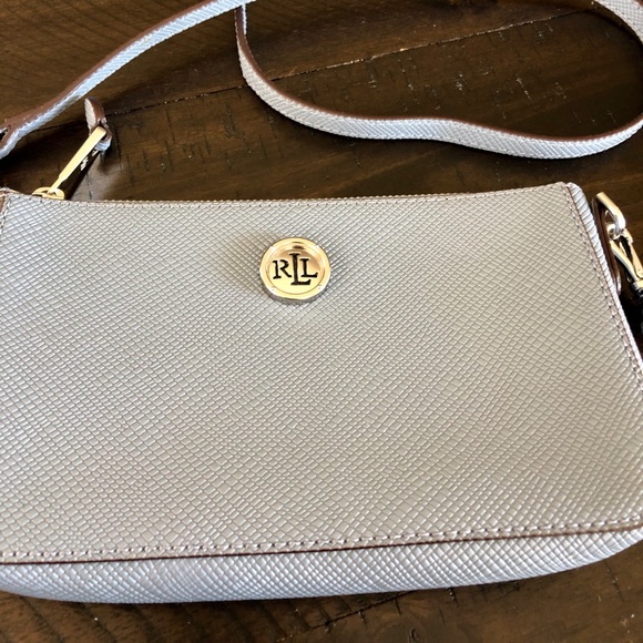 ✨Lauren Ralph Lauren Light Baby Blue Leather Crossbody Bag Summer Preppy Resort - Picture 3 of 8